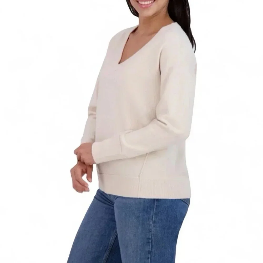 Lucky Brand V-Neck Sweater L Womens Lightweight Casual Knit M0029